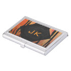 Motif orange de tigre de monogramme et noir chaud