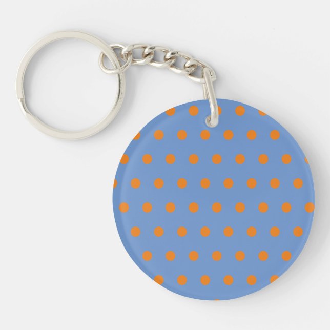 Porte - clé à points Polka (Denim Blue & Orange) (Devant)