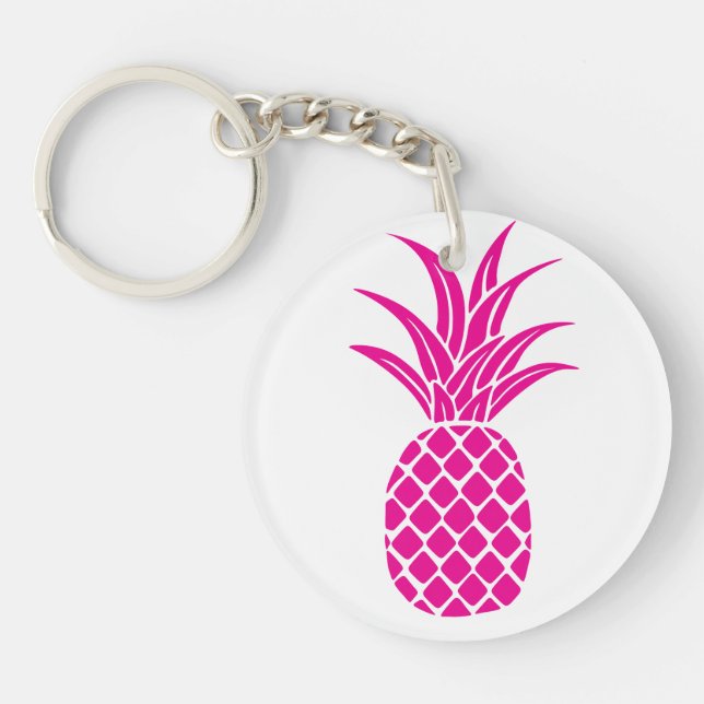Porte - clé acrylique à ananas rose vif (Devant)