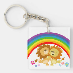 Porte - clé acrylique aux Lions Tango-Cute Arc-En-