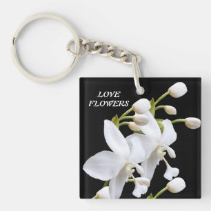 Porte - clé acrylique avec bouquet de fleurs