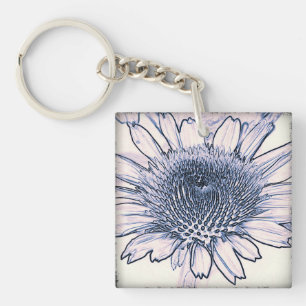 Porte - clé acrylique avec croquis de coneflower