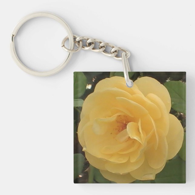 Porte - clé acrylique Camellia jaune (Devant)