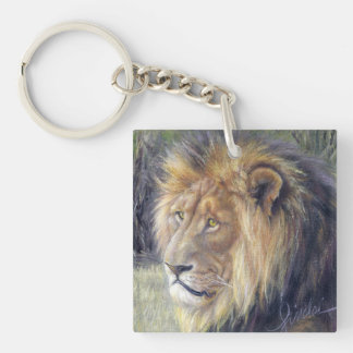 Porte - clé acrylique carré avec le lion