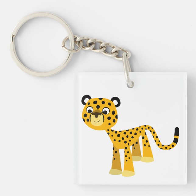 Porte - clé acrylique Cheetah joyeux (Devant)
