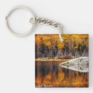 Porte - clé acrylique d'automne d'or