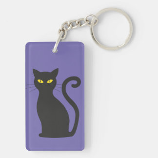 Porte - clé acrylique de chat noir