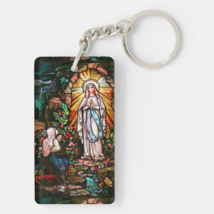 Porte - clé acrylique de la dame de Lourdes