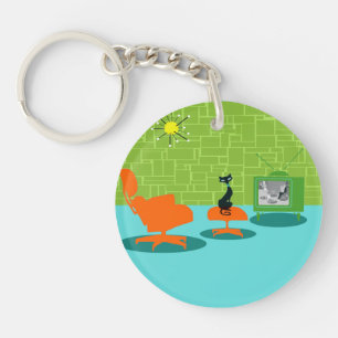 Porte - clé acrylique de l'âge de l'espace rétro