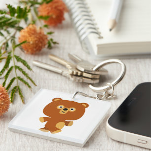 Porte - clé acrylique de l'ours assertif mignon