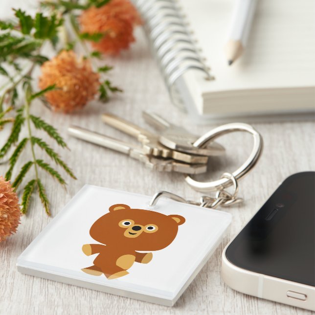 Porte - clé acrylique de l'ours assertif mignon (Devant Droit)