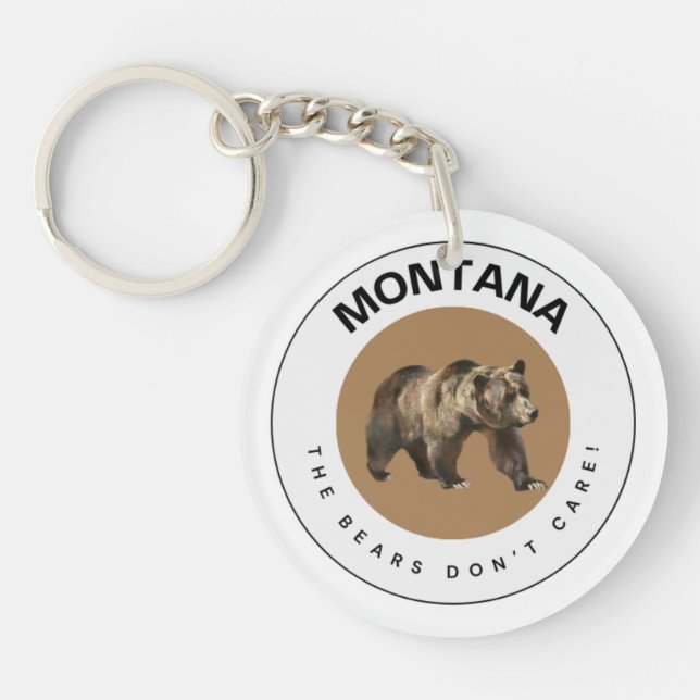 Porte - clé acrylique de l'ours grizzli Montana (Devant)
