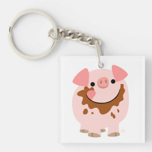 Porte - clé acrylique de porc au chocolat mignon