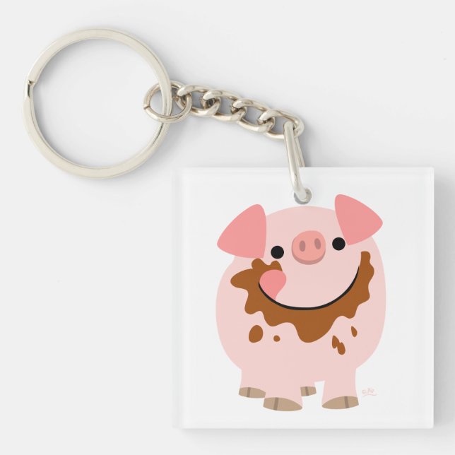 Porte - clé acrylique de porc au chocolat mignon (Devant)