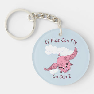 Porte - clé acrylique de porc volant