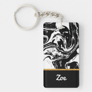 Porte - clé acrylique de style noir et Marbre blan