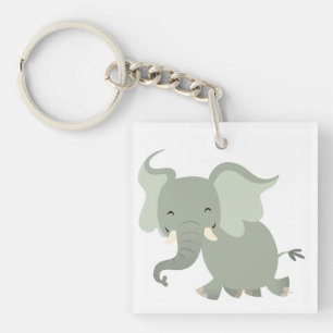 Porte - clé acrylique d'éléphant joyeux