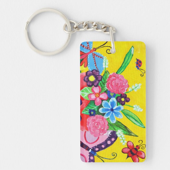 Porte - clé acrylique des papillons et des coccine (Devant)