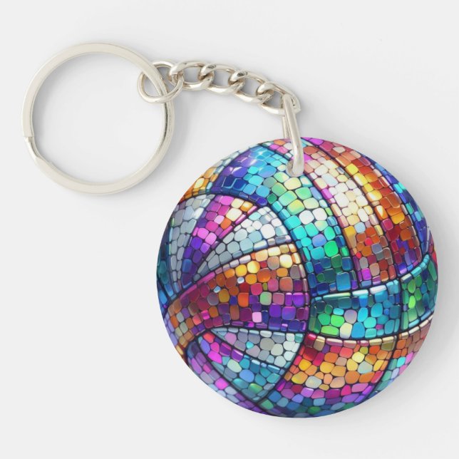 Porte - clé acrylique Disco Volleyball (Devant)