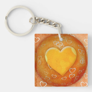 Porte - clé acrylique du coeur jaune