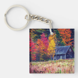 Porte - clé acrylique en bois d'automne