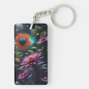 Porte - clé acrylique en fleurs cosmiques