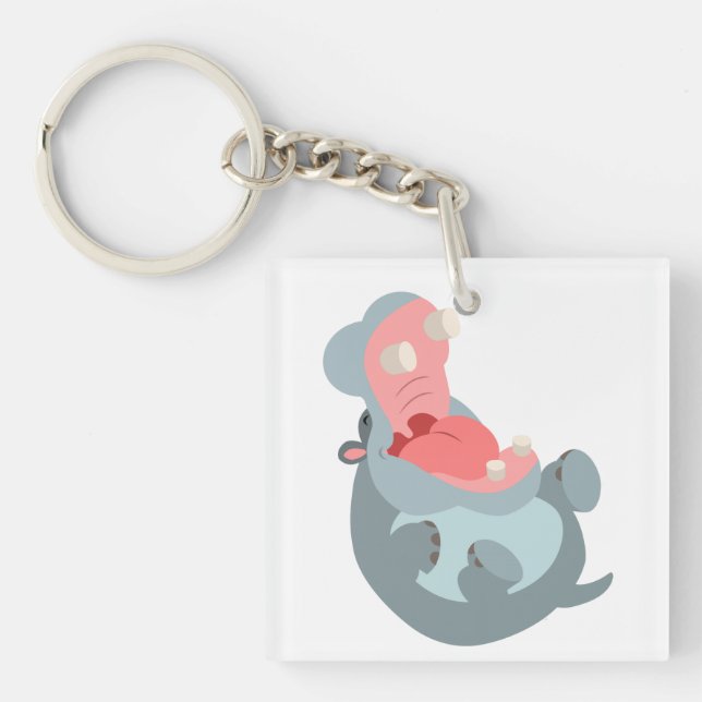 Porte - clé acrylique hippo de joli rire (Devant)