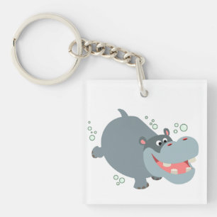 Porte - clé acrylique Hippo de natation mignon