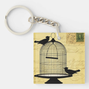 Porte - clé acrylique jaune de Birdcage victorienn