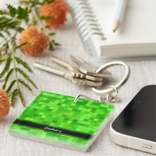 Porte - clé acrylique Pixels de Gamer Vert