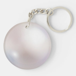 Porte - clé acrylique rond imprimé Faux Pearl