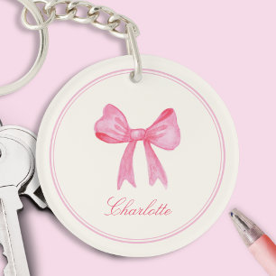 Porte - clé acrylique rose Coquette Bow