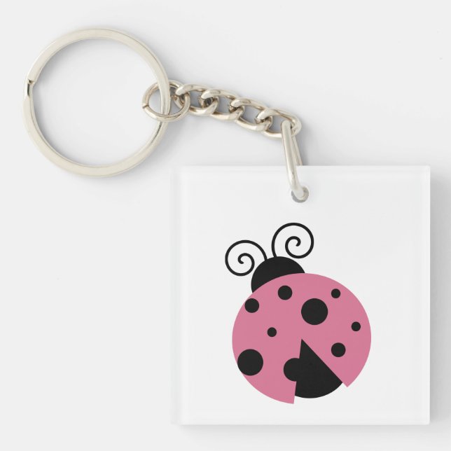 Porte - clé acrylique rose Ladybug (Devant)
