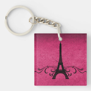 Porte - clé acrylique rose Vintage français