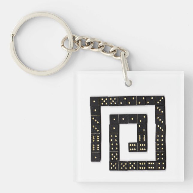 Porte - clé acrylique spirale Domino (Devant)