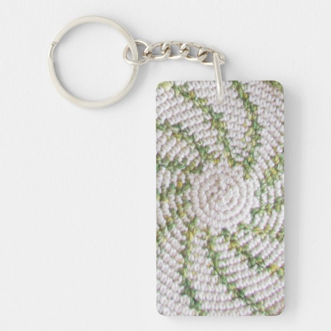 Porte - clé (acrylique) - Spirale verte sur blanc (Devant)