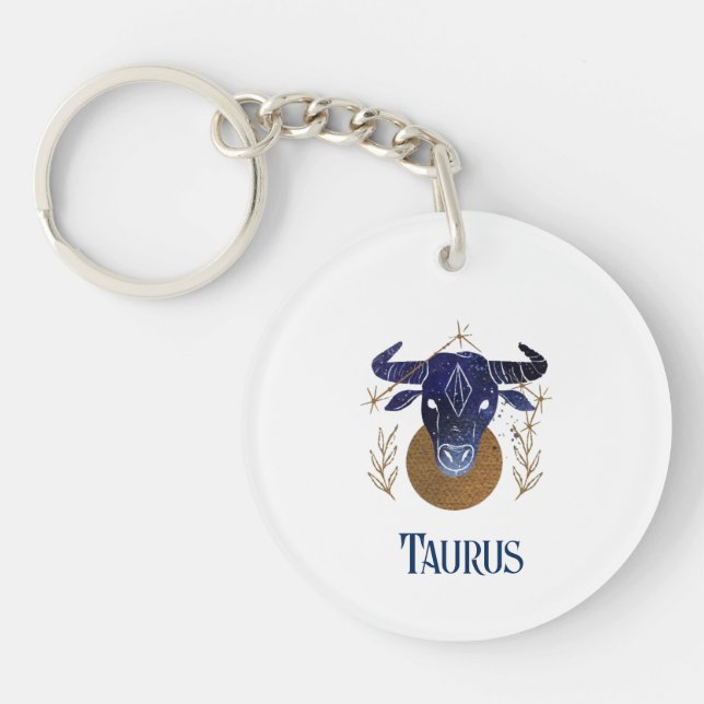 Porte - clé acrylique-zodiaque Taurus (Devant)