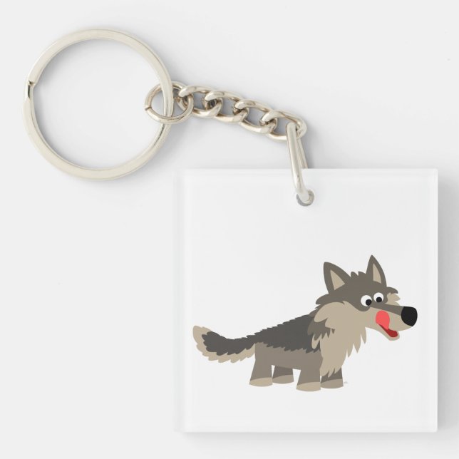 Porte - clé affamé d'acrylique de loup de bande (Devant)