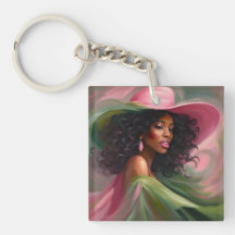Porte - clé afro-américain rose et vert