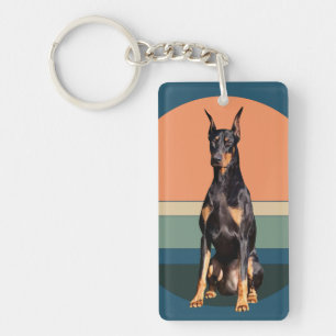 Porte - clé Arrière - plan rétro Doberman Pinscher