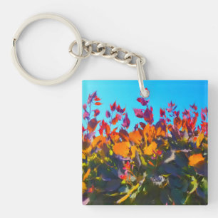 Porte - clé avec photo de feuilles d'automne