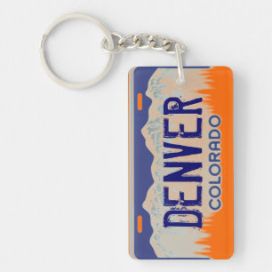Porte - clé bleu orange de plaque minéralogique