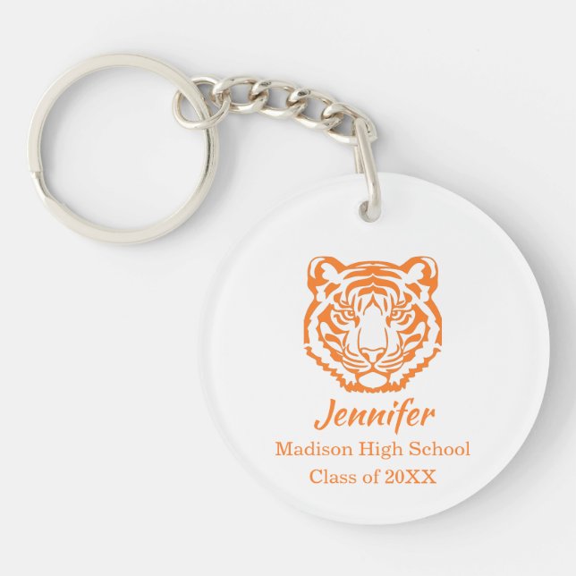 Porte - clé cadeau de la mascotte de tigre orange (Devant)