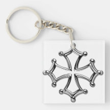 Porte-clé carré Croix occitane