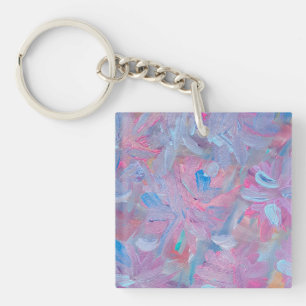 Porte - clé Carré en acrylique floral de rêve de p