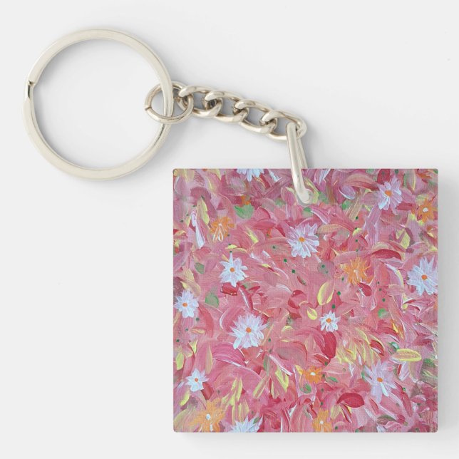 Porte - clé Carré en acrylique rouge Mulberry (Devant)
