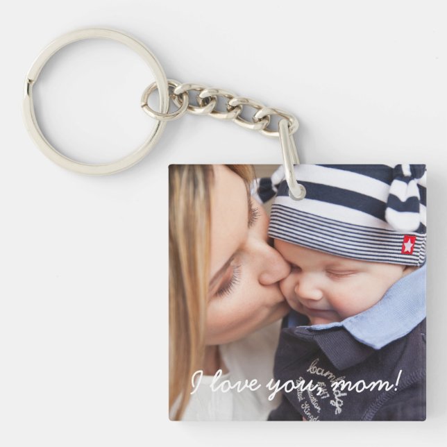 Porte - clé Carré personnalisé Cadeaux uniques pou (Devant)