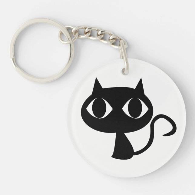 Porte - clé Chat noir mignon (Devant)