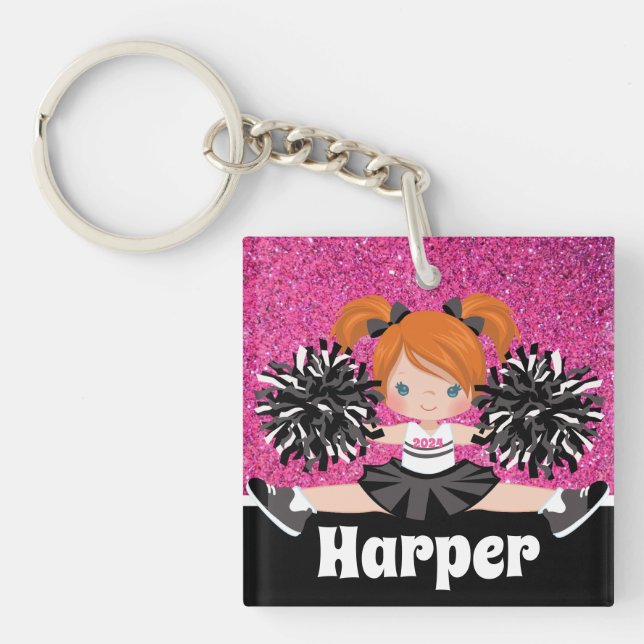 Porte - clé Cheeréminent noir et rose personnalisé (Devant)