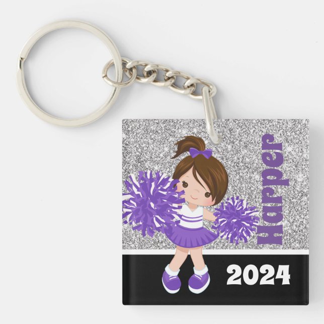 Porte - clé Cheeréminent Personnalisé Purple & Arg (Devant)